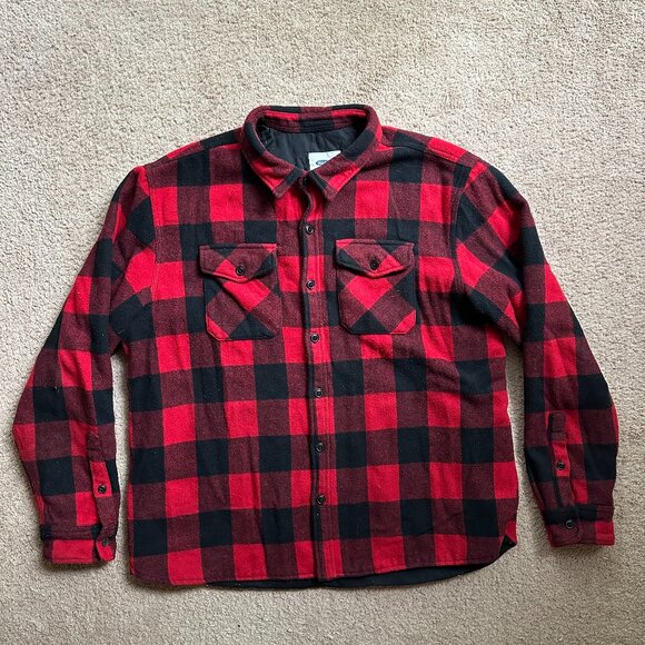 Old Navy Jacket Mens 2XL Button Up Wool Blend Buffalo Plaid Point Collar - Picture 1 of 13